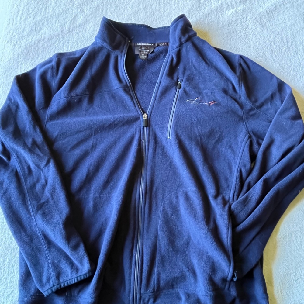 Greg Norman Shark Collection Blue Fleece full zip jacket, size Medium.